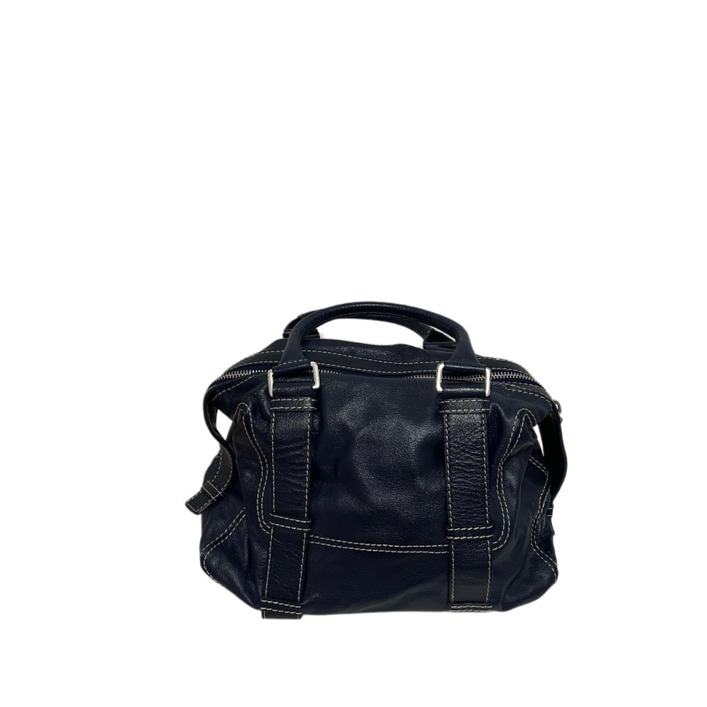 Michael Kors Vintage Navy Blue Leather Contrast Stitch Satchel Bag - Picture 4 of 6